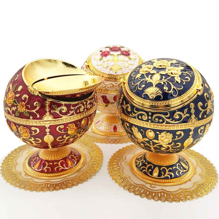 Metal Globe Ashtray With Lid Holiday Gift Tea Table Decoration(Green Rose)