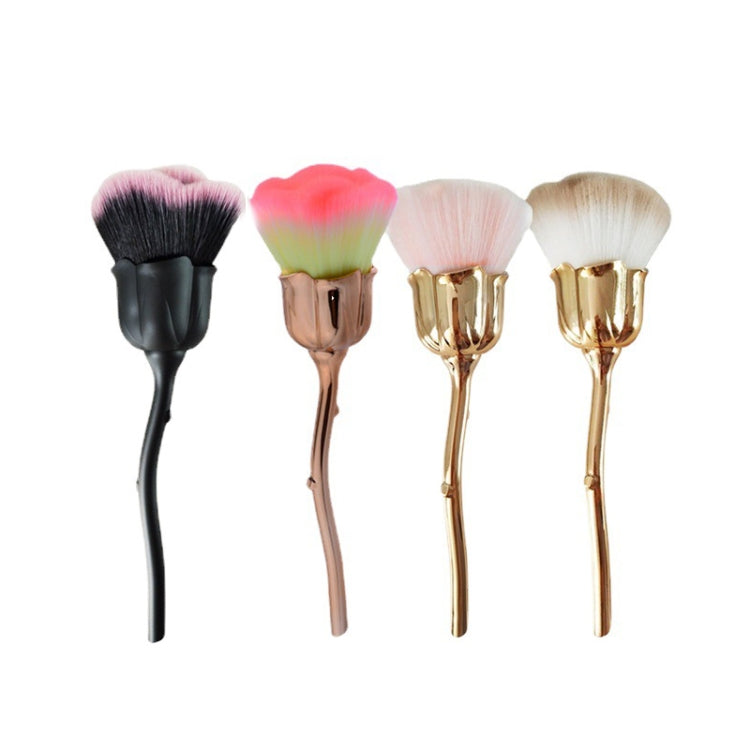 Rose Flower Makeup Brush Loose Powder Brush Beauty Tools(White + Brown)