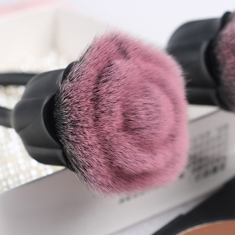 Rose Flower Makeup Brush Loose Powder Brush Beauty Tools(White + Brown)