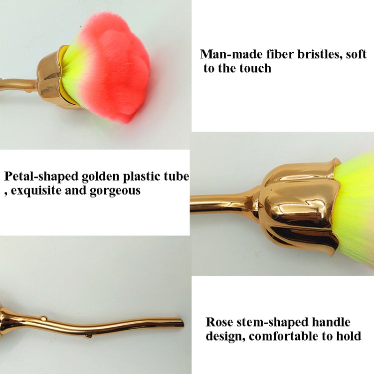 Rose Flower Makeup Brush Loose Powder Brush Beauty Tools(White + Brown)