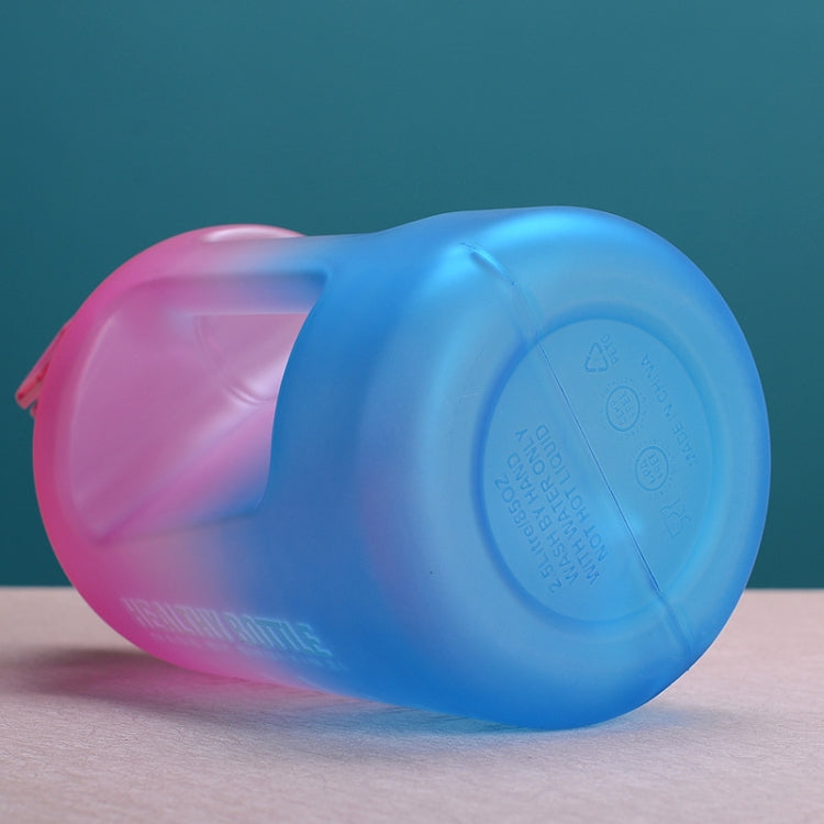 2.2L Large-Capacity Water Cup Sports And Fitness Straw Large Water Bottle Heat-resistant Plastic Barrel(Gradient Pink Green)