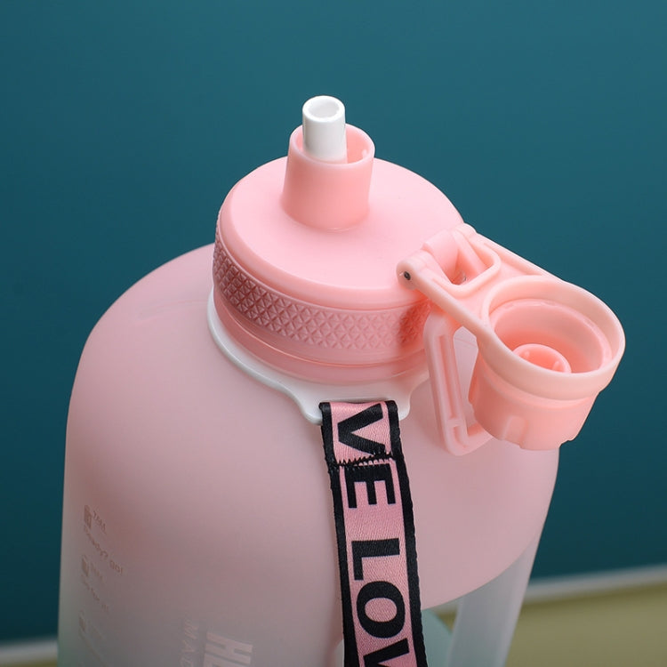 2.2L Large-Capacity Water Cup Sports And Fitness Straw Large Water Bottle Heat-resistant Plastic Barrel(Gradient Pink Green)
