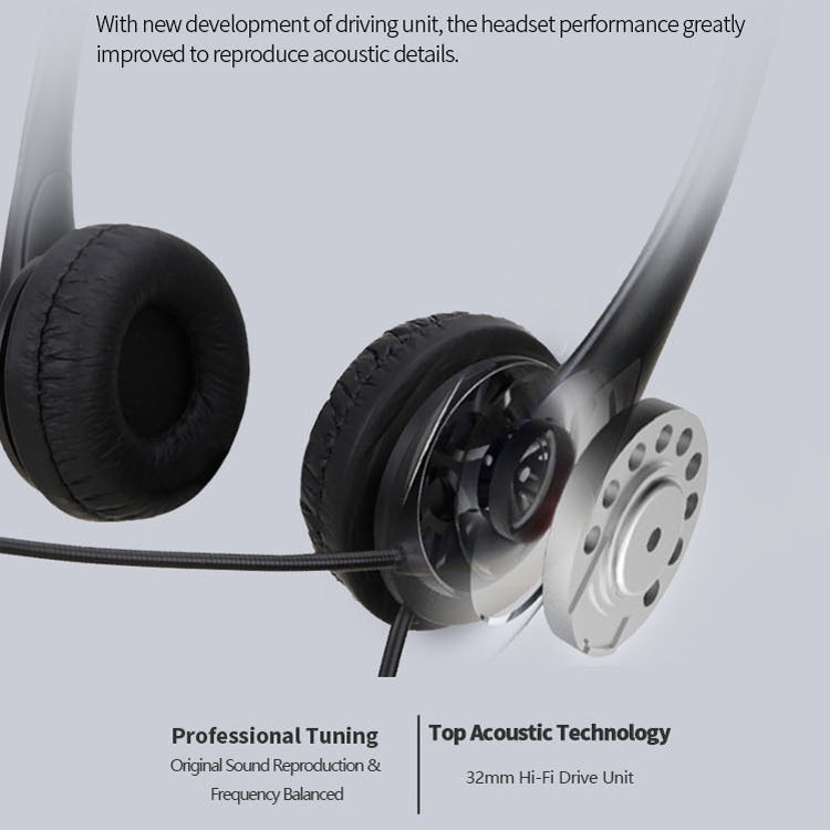 SOYTO SY490 Teaching Office Network Class Student Education Computer Headset, Style:, Double Ear Black Separation USB