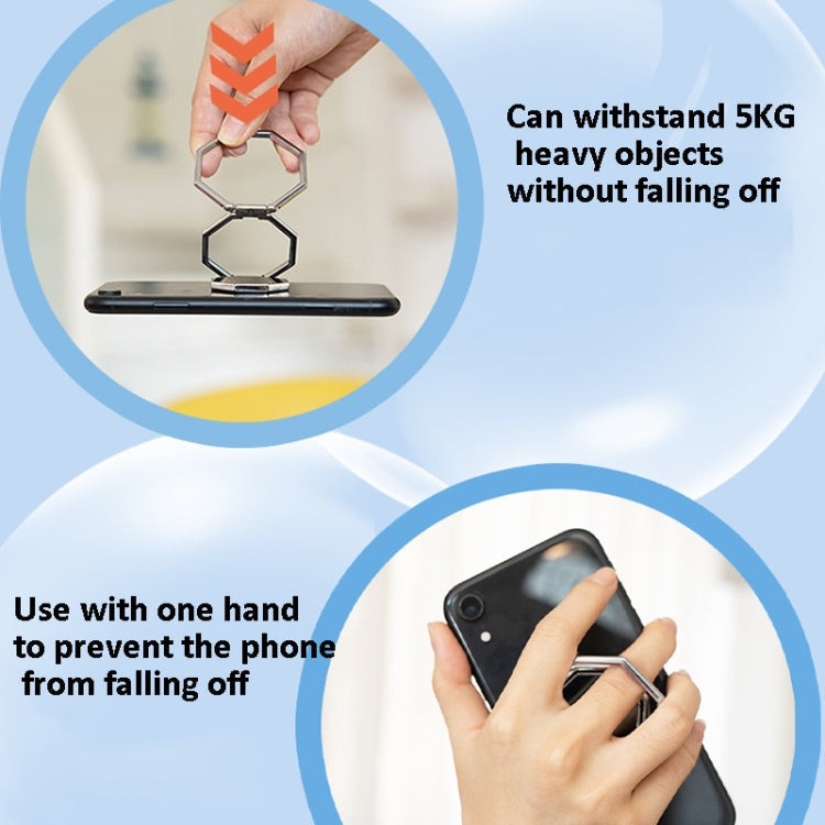 Metal Sticky Mobile Phone Ring Holder Desktop Stand(Black)
