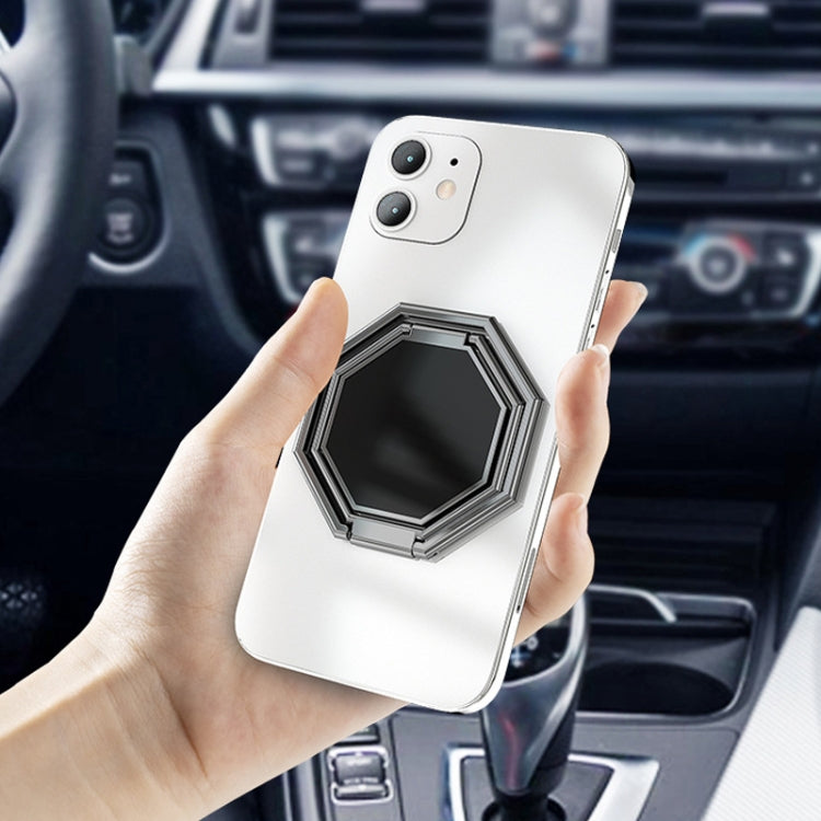 Metal Sticky Mobile Phone Ring Holder Desktop Stand(Black)