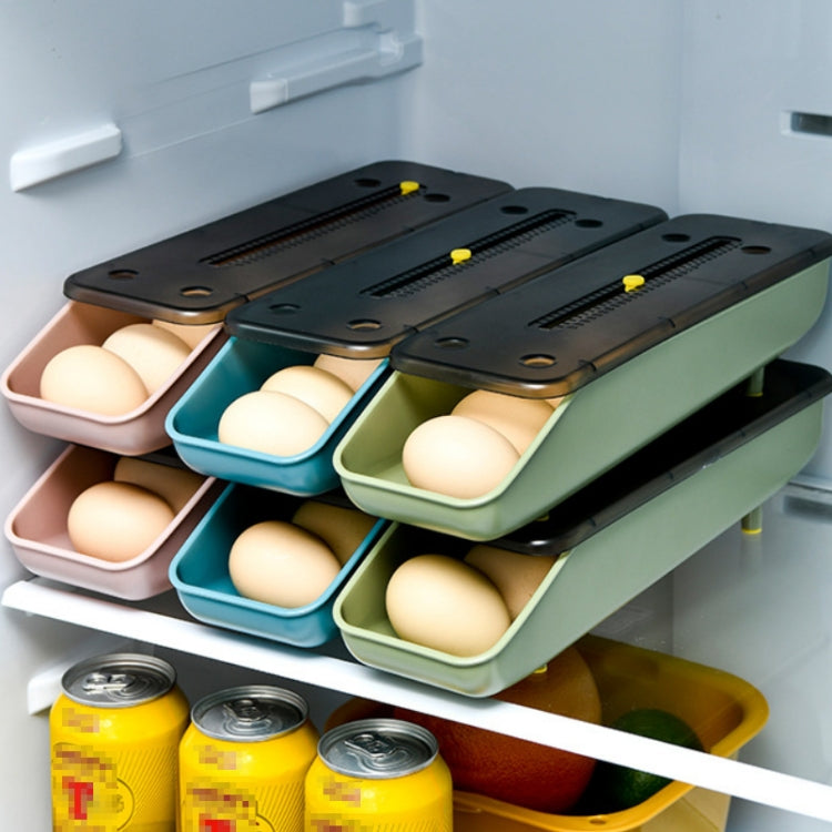 Automatically Fill The Egg Storage Box Refrigerator Fresh-Keeping Box(Dark Blue)
