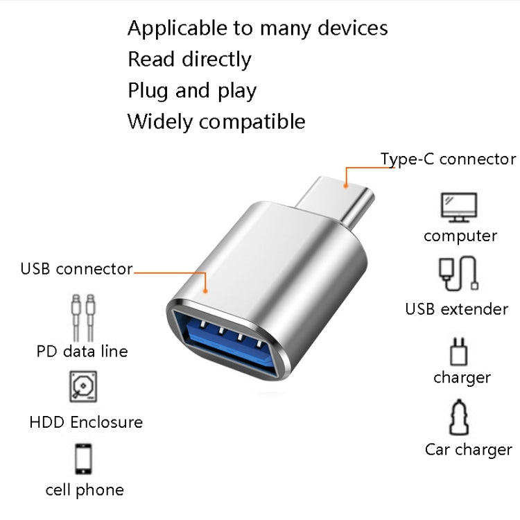 10 PCS USB 3.0 Female to USB-C / Type-C Male OTG Adapter(Black)
