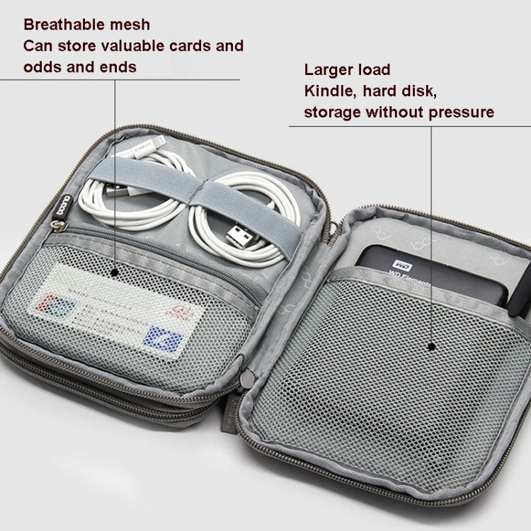 Baona BN-D004 Double-layer Data Cable Storage Bag Digital Accessories Finishing Bag(Grey)
