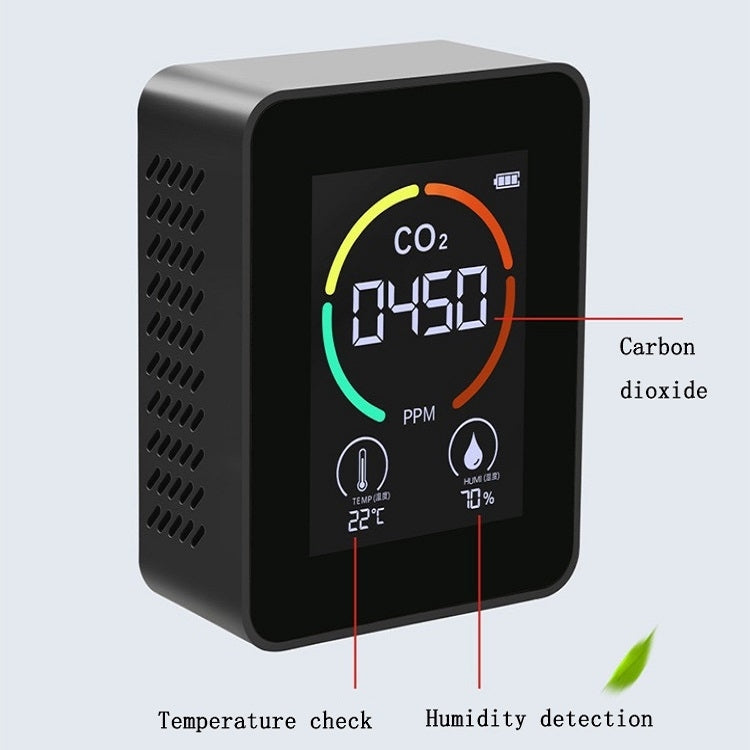 XY-T01 Temperature Humidity Display CO2 Meter Carbon Dioxide Air Quality Detector(Semiconductor Black)