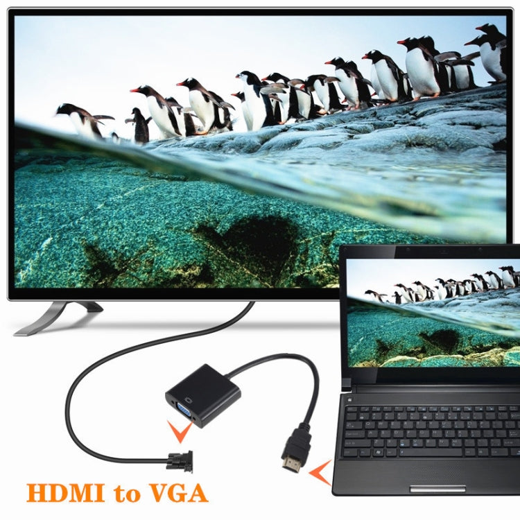 ZHQ007 HD 1080P HDMI to VGA Converter(Black)