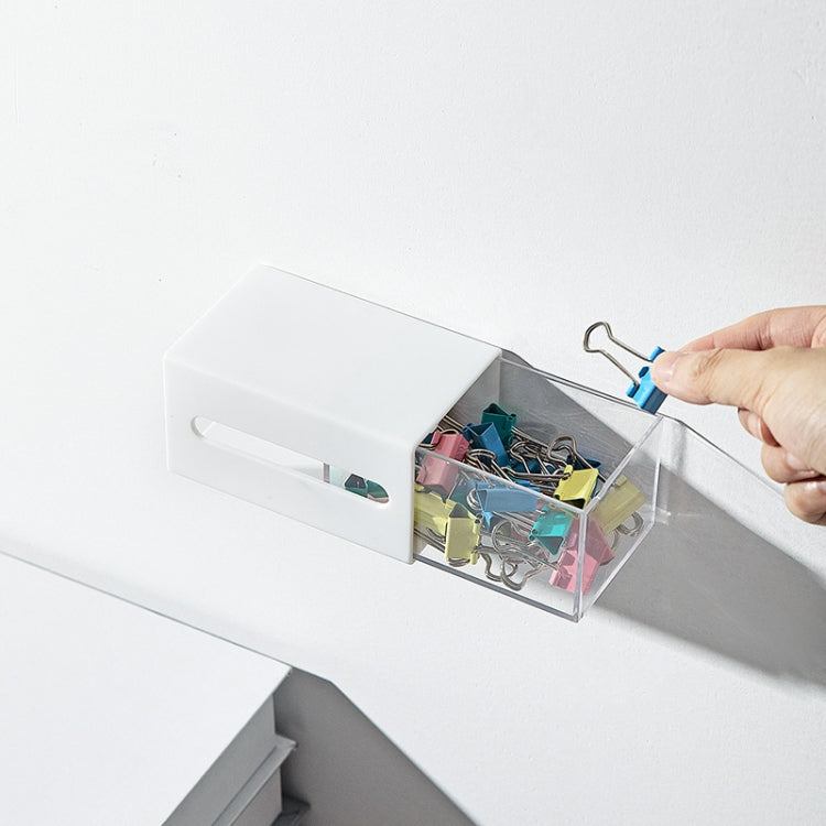 Left And Right Pull Wall Hanging Drawer Box Transparent Storage Box(White)
