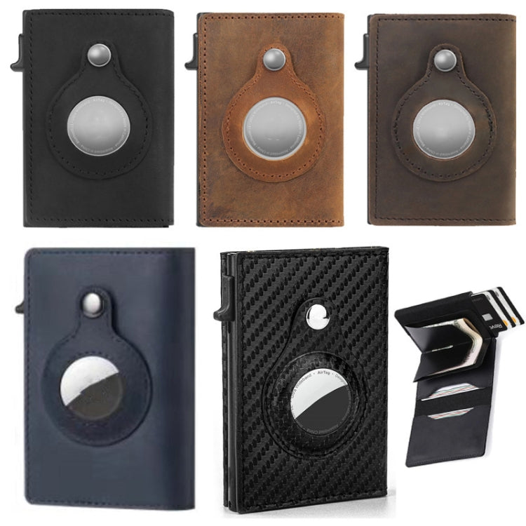 Anti-Theft Positioning Wallet Men Card Holder Mini Wallets For AirTag 2nd Gen / AirTag 1st Gen, Cowhide Blue, Cowhide Black, Cowhide Brown, Cowhide Dark Brown, Cowhide Carbon Fiber