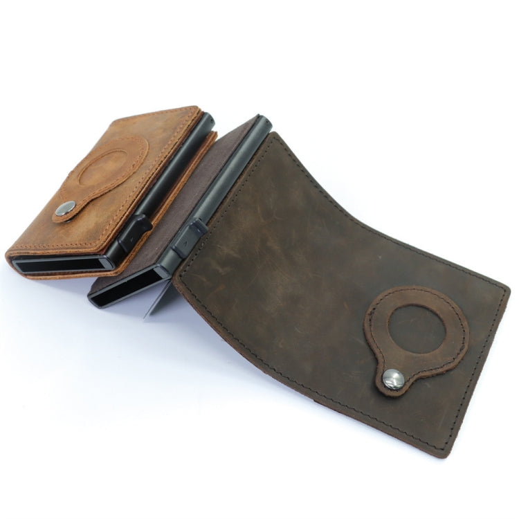 Anti-Theft Positioning Wallet Men Card Holder Mini Wallets For Airtag(Cowhide Dark Brown)