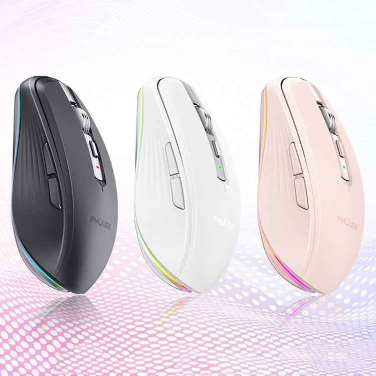 Fmouse M303 2400DPI Bluetooth&2.4G Dual Modes Rechargeable RGB Mouse(Gray)