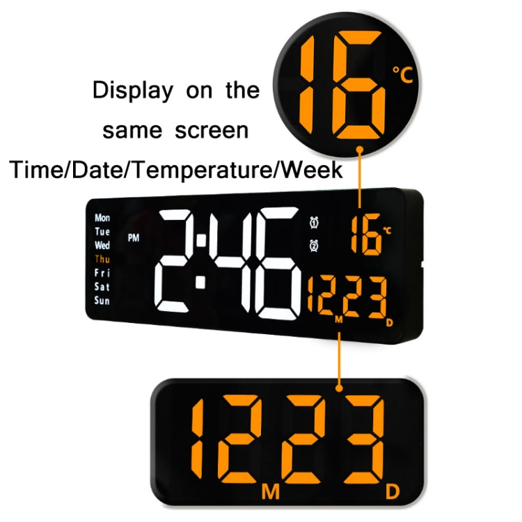 6626 Living Room Wall-Mounted Large Screen Display LED Digital Clock, 16 Inch White Temperature, 16 Inch Orange Temperature, 16 Inch Green Temperature