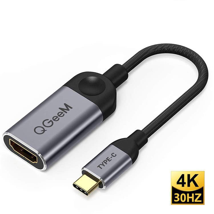 QGeeM QG-UA01 USB TYPE-C To HDMI Adapter(Silver Gray)
