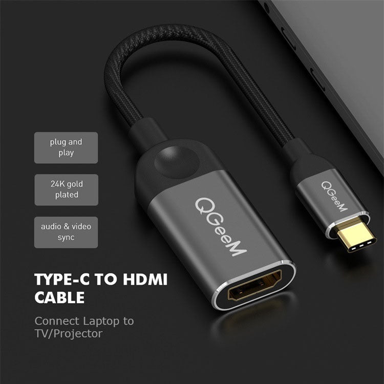 QGeeM QG-UA01 USB TYPE-C To HDMI Adapter(Silver Gray)