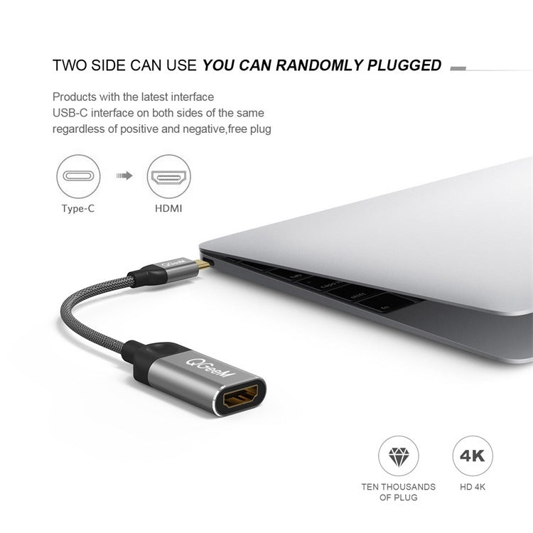QGeeM QG-UA01 USB TYPE-C To HDMI Adapter(Silver Gray)