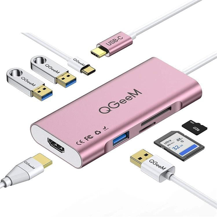 QGeeM 7 In 1 Type-C Extension HUB Adapter Supports HDMI / 4K / PD(QG-UH07-6)