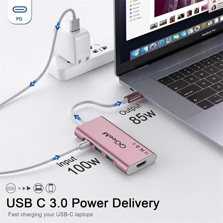 QGeeM 7 In 1 Type-C Extension HUB Adapter Supports HDMI / 4K / PD(QG-UH07-6)