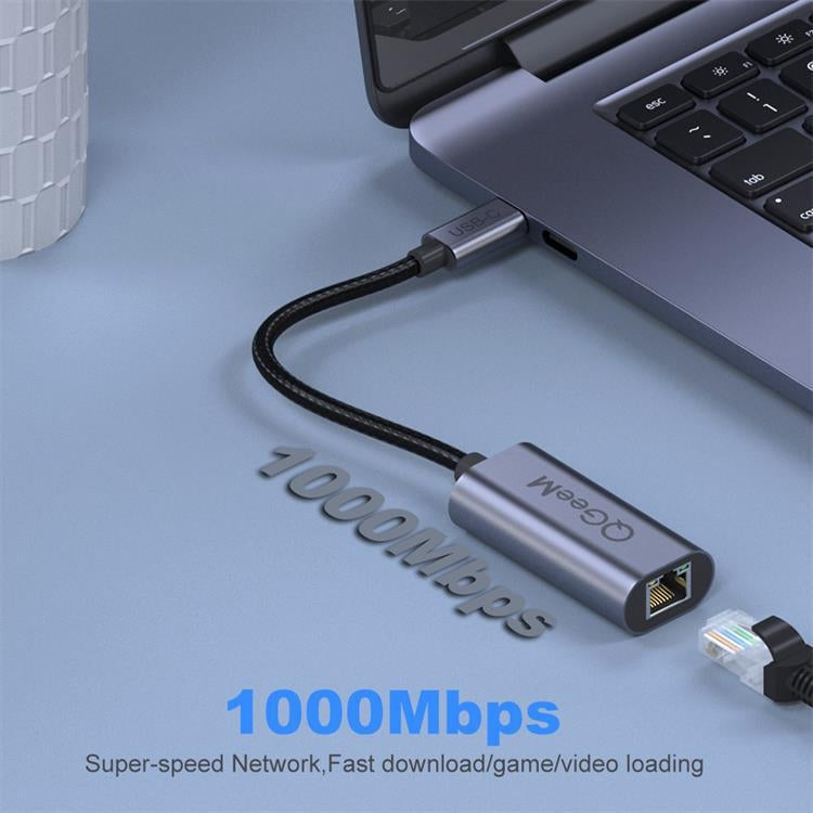 QGeeM QG-UA05 USB-C to Ethernet Adapter(Silver Gray)
