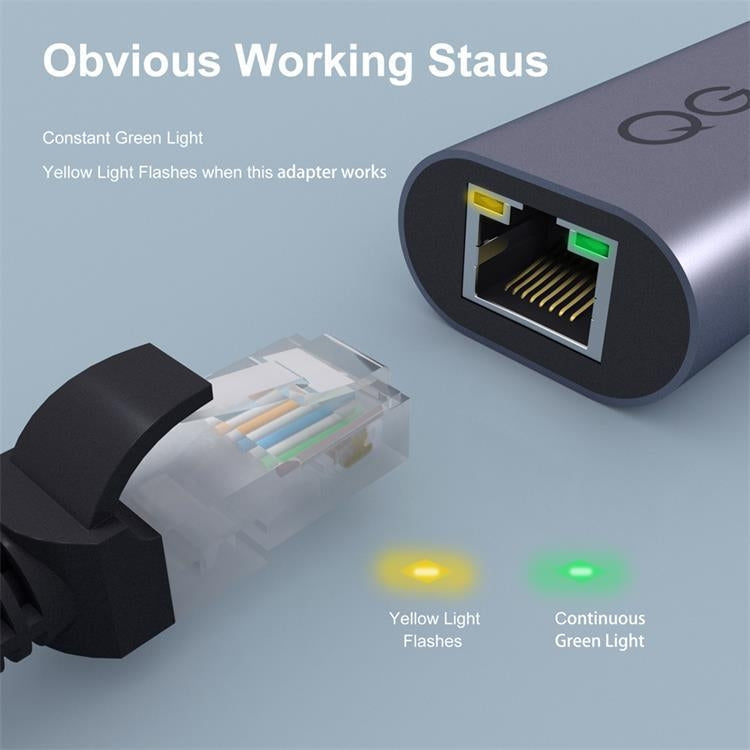 QGeeM QG-UA05 USB-C to Ethernet Adapter(Silver Gray)