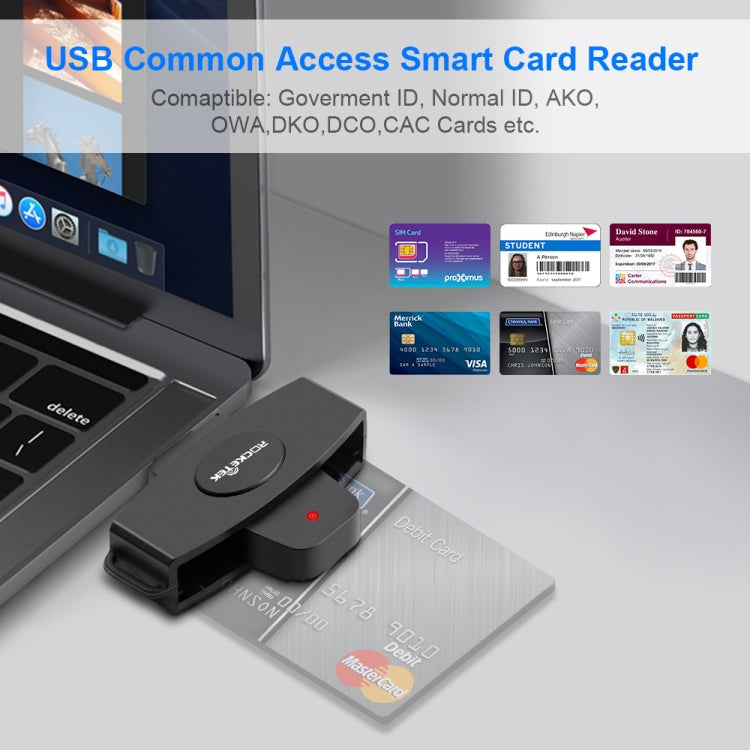 Rocketek CSCR3 Smart CAC Card Reader Type-c Bank Tax Declaration SIM Card/IC Card ID Card Reader(Black)