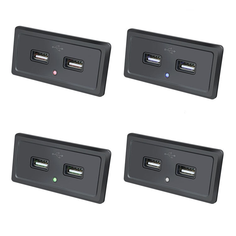 12V24V Route Bus Dual USB Charging Input Car Charger, Blue Light, Green Light, Red Light