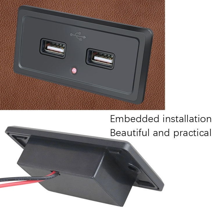12V24V Route Bus Dual USB Charging Input Car Charger, Blue Light, Green Light, Red Light