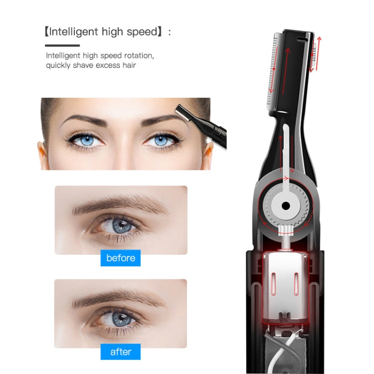 Double Cutter Head Electric Eyebrow Trimmer Epilator Children Hair Clipper(Black)