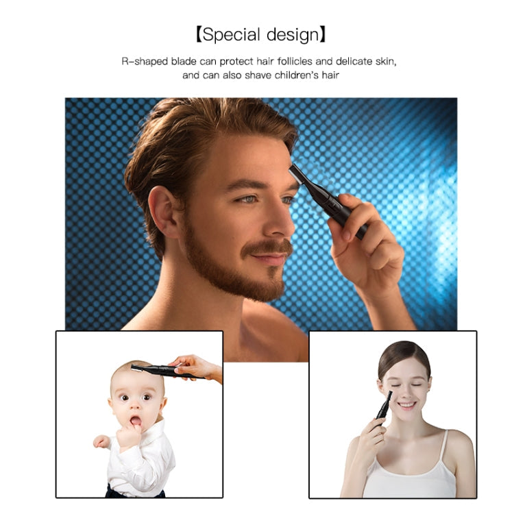 Double Cutter Head Electric Eyebrow Trimmer Epilator Children Hair Clipper(Black)