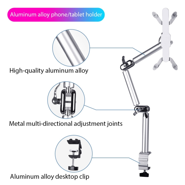 TB-03 Universal Desk Clamp Tablet Stand Aluminum Alloy Articulating Arm with 3-Section Folding & 360-degree Rotation, TB-03