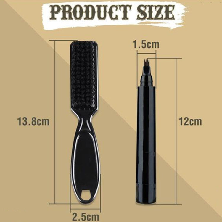 2pcs /Set Waterproof Beard Filler Beard Styling Pen(Black)