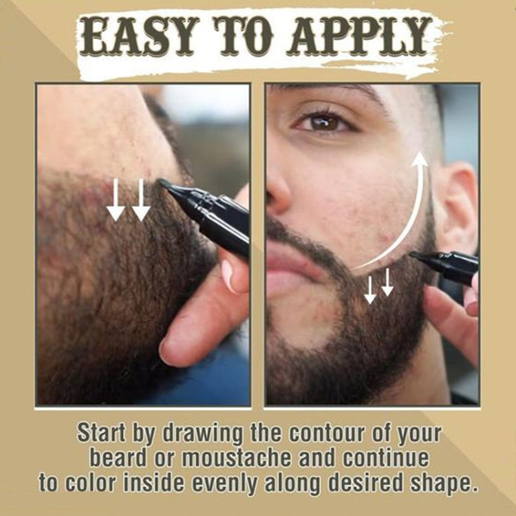 2pcs /Set Waterproof Beard Filler Beard Styling Pen(Black)