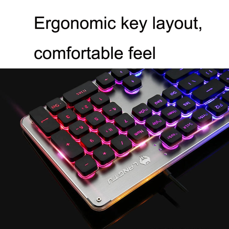 LANGTU L1 104 Keys USB Home Office Film Luminous Wired Keyboard, Cable Length:1.6m, L1 Orange Light Black, L1 Ice Blue Light Silver White, L1 Ice Blue Light Black, L1 White Light Pink