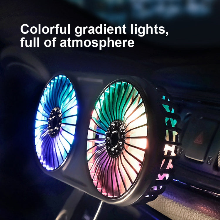 F211 Car Double Head With Led Electric Fan Car Air Outlet Instrument Panel USB Mini Fan(Black)