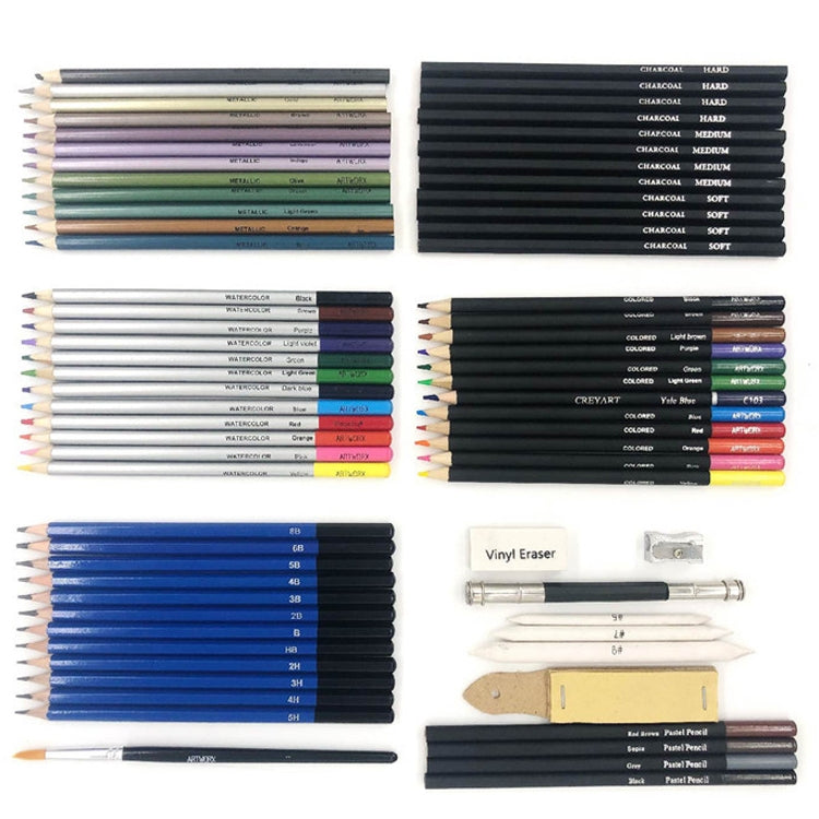 51 PCS / Set YOVER Sketch Pencil Set Water Soluble Color Lead Art Painting Kit(Black)