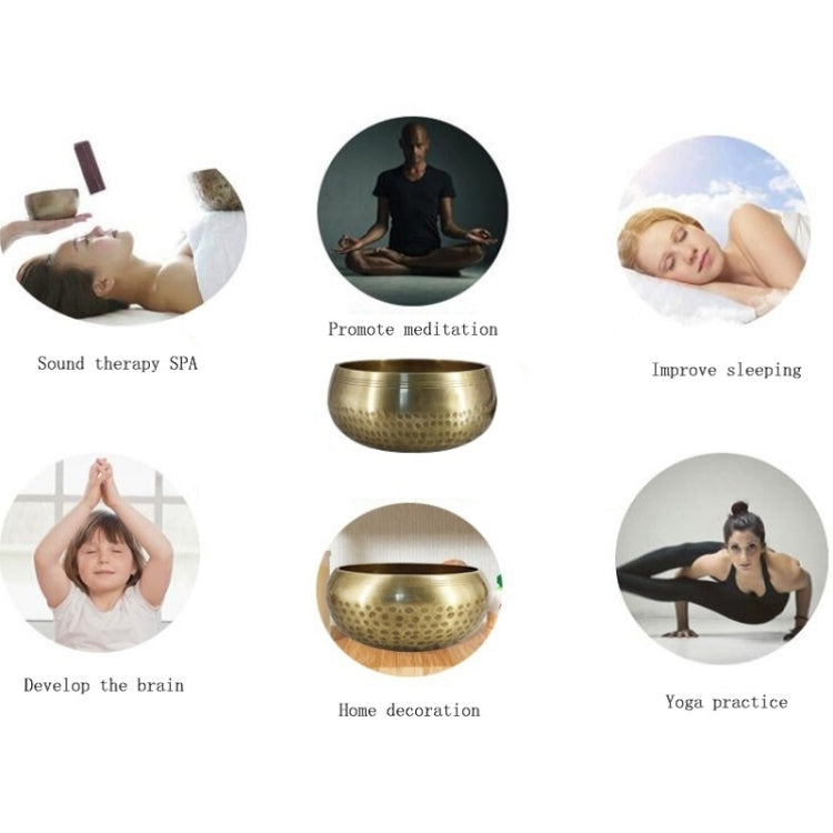 Buddha Sound Bowl Yoga Meditation Copper Bowl, Size: Diameter 8cm(Bowl+Mat+Wooden Stick+Linen Bag)