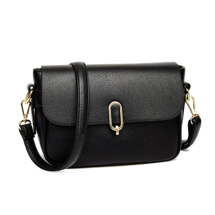 Ladies Texture Large Capacity Single Shoulder Crossbody Bag(Black)