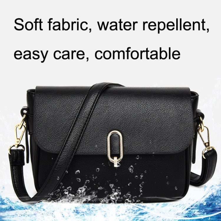 Ladies Texture Large Capacity Single Shoulder Crossbody Bag(Black)