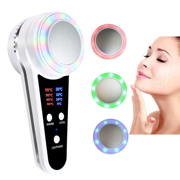 USB Charging Red and Blue Light Hot and Cold Hammer Beauty Instrument(Black)