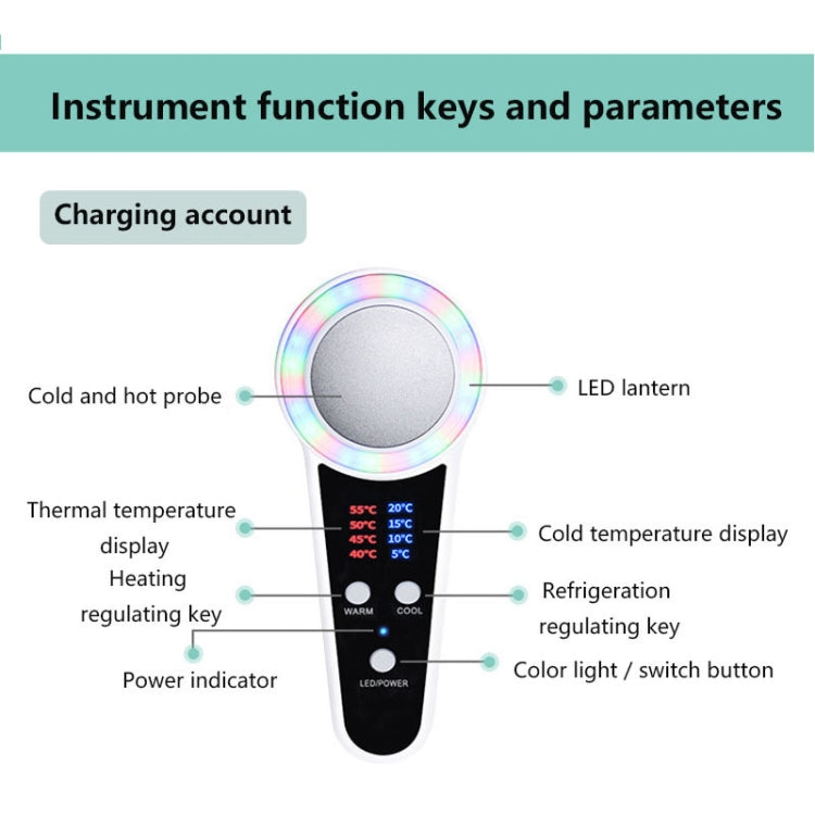 USB Charging Red and Blue Light Hot and Cold Hammer Beauty Instrument(Black)