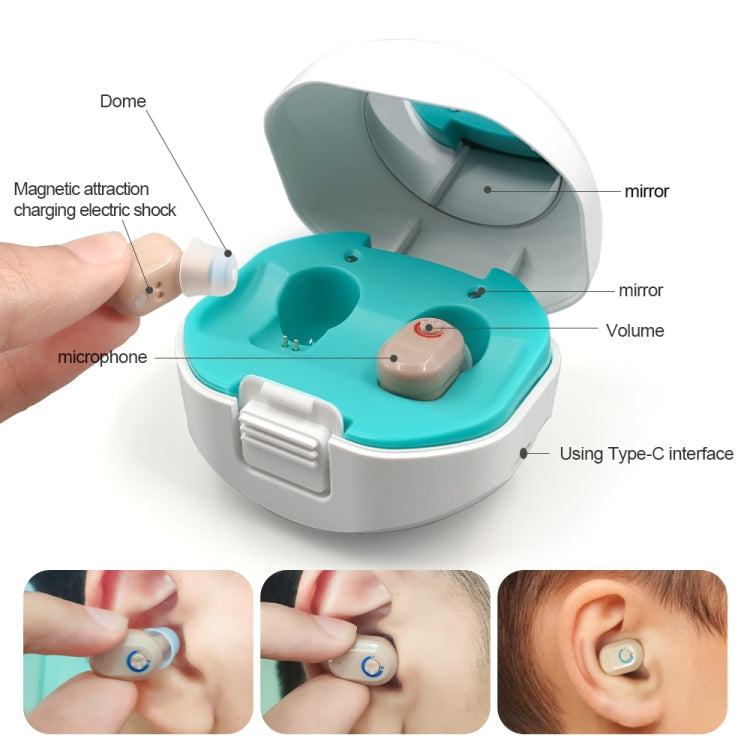 TWS On-Ear Sound Amplifier Hearing Aid with Charging Compartment(Skin Color)