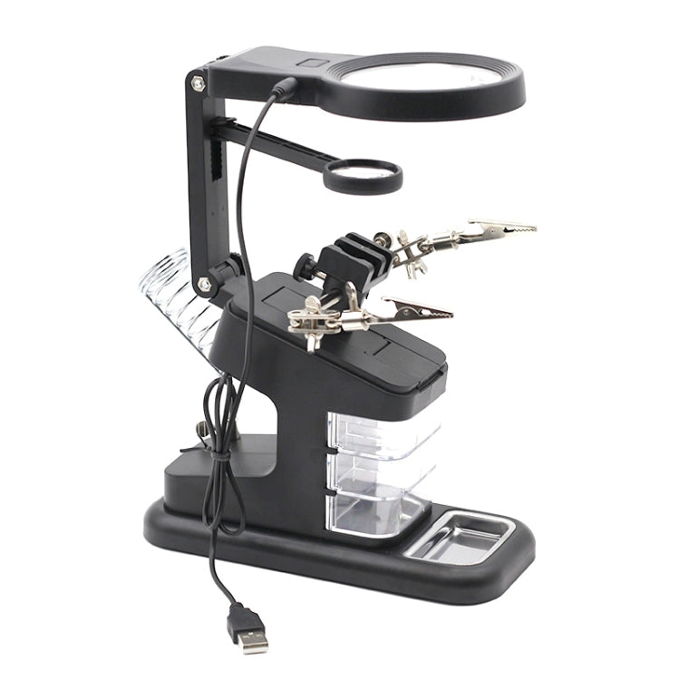Desktop Multifunctional Chip Welding  Inspection Magnifying Glass with LED Light(Black)
