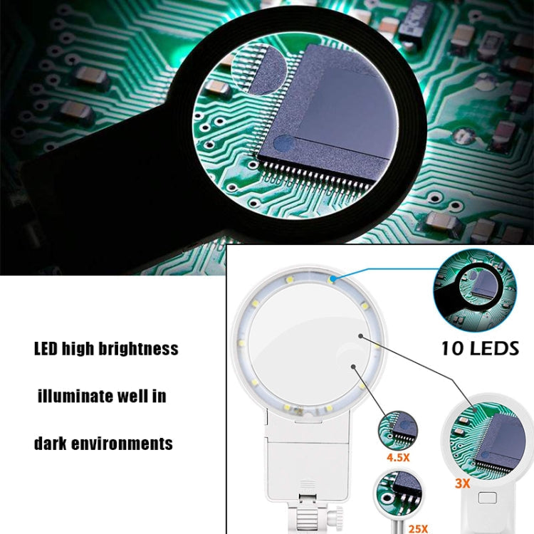 Desktop Multifunctional Chip Welding  Inspection Magnifying Glass with LED Light(Black)