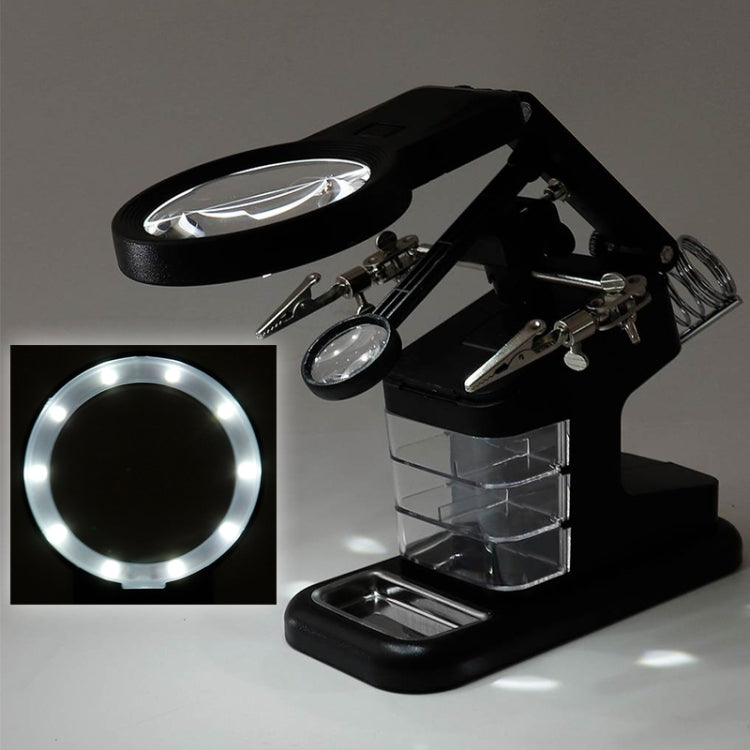 Desktop Multifunctional Chip Welding  Inspection Magnifying Glass with LED Light(Black)