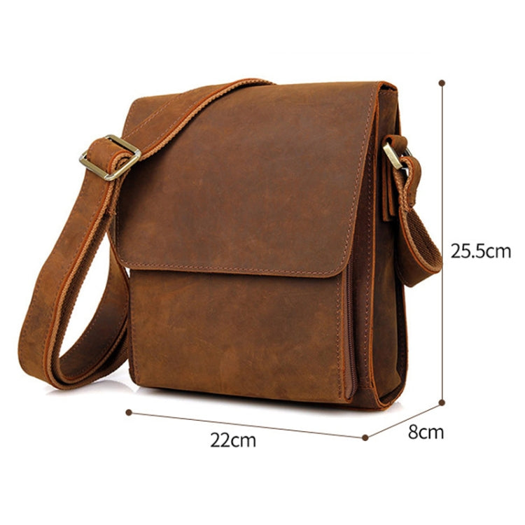 Vintage Crazy Horse Leather Men Shoulder Bag Messenger Bag(Dark Brown)
