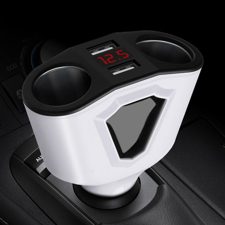 3.1A Dual USB Digital Display Multi-Function Driving Recorder Universal Automotive Charger, White, Black