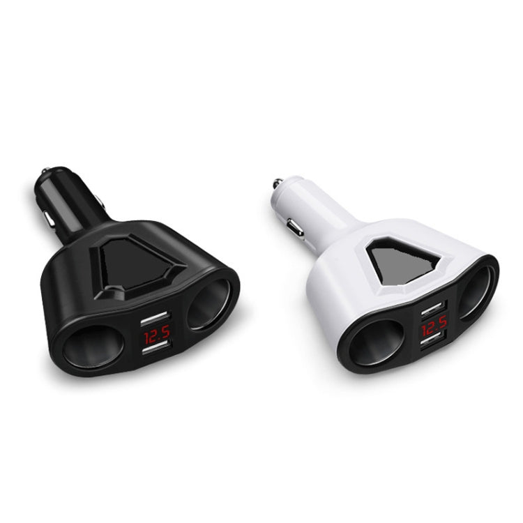 3.1A Dual USB Digital Display Multi-Function Driving Recorder Universal Automotive Charger, White, Black