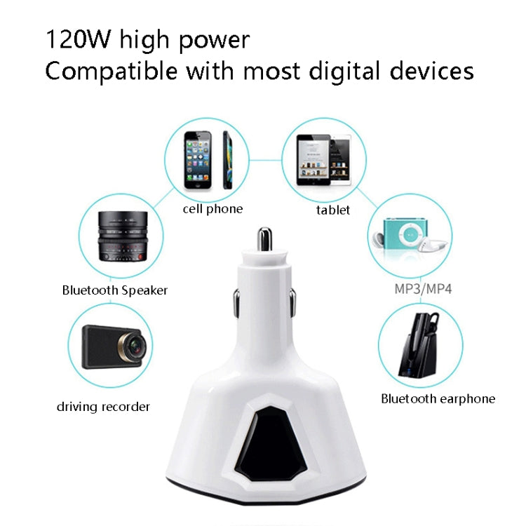 3.1A Dual USB Digital Display Multi-Function Driving Recorder Universal Automotive Charger, White, Black